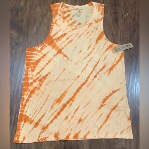 Original Paperbacks Mens Orange Tie-Dye Tank Tops small